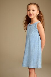 Blue Acid Wash Ribbed Racer Jersey Dress (3-16yrs) - Image 1 of 7