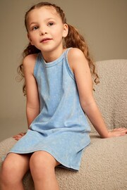 Blue Acid Wash Ribbed Racer Jersey Dress (3-16yrs) - Image 3 of 7