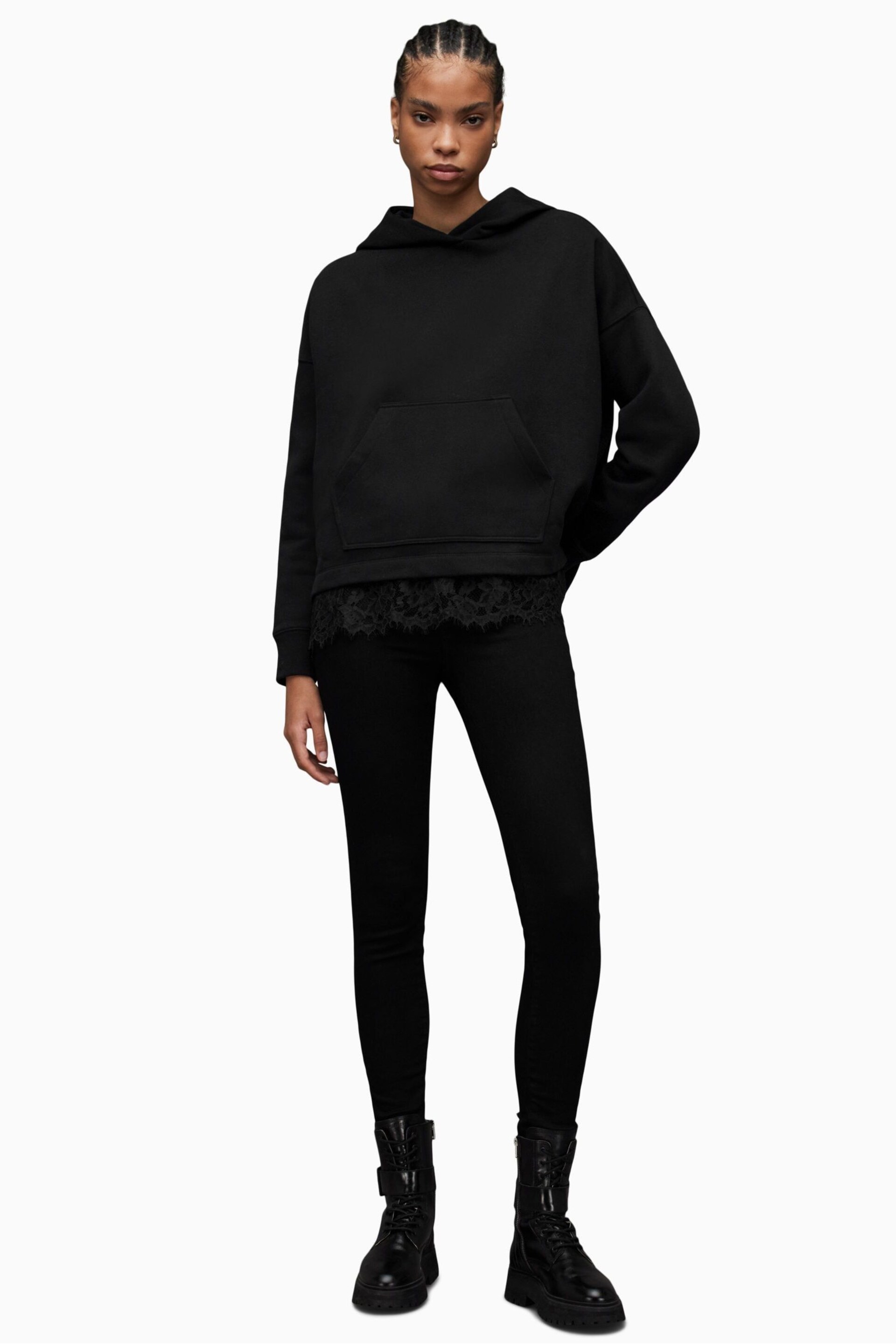 AllSaints Black Lee Hoodie - Image 4 of 9