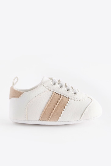 White Elastic Lace Baby Trainers (0-24mths)