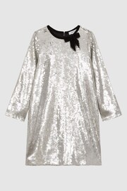 Reiss Silver Leon Senior Sequin Bow Dress - Image 2 of 5