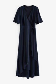 Navy Blue Wrap Front Bridesmaid Maxi Dress - Image 5 of 20