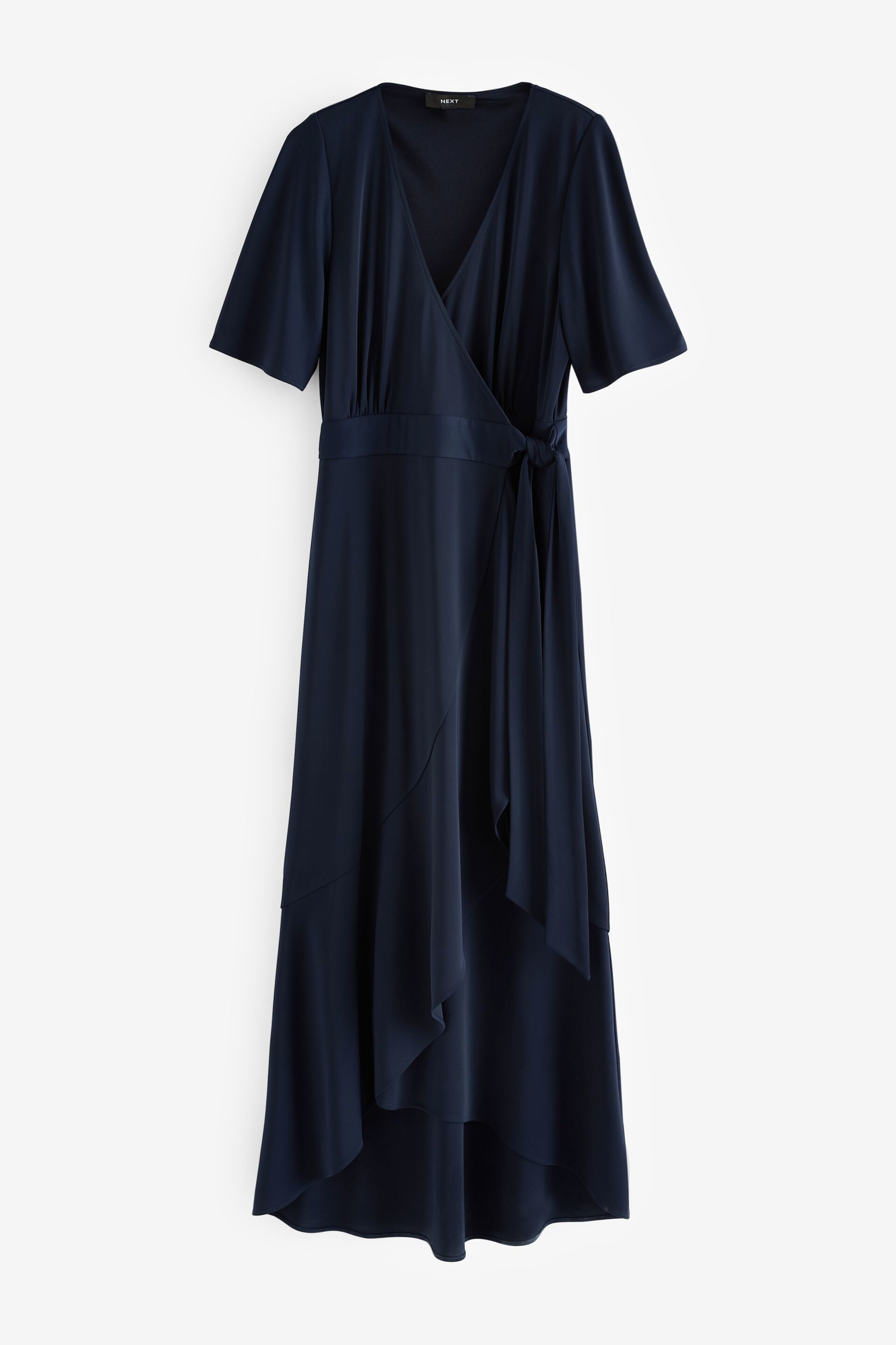 Navy Blue Wrap Front Bridesmaid Maxi Dress - Image 5 of 20