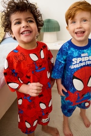 Red/Blue Spidey and Friends 2 Pack Short Pyjamas (12mths-10yrs) - Image 1 of 10