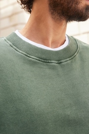 Khaki Green Oversized Garment Wash Sweatshirt - Image 5 of 8