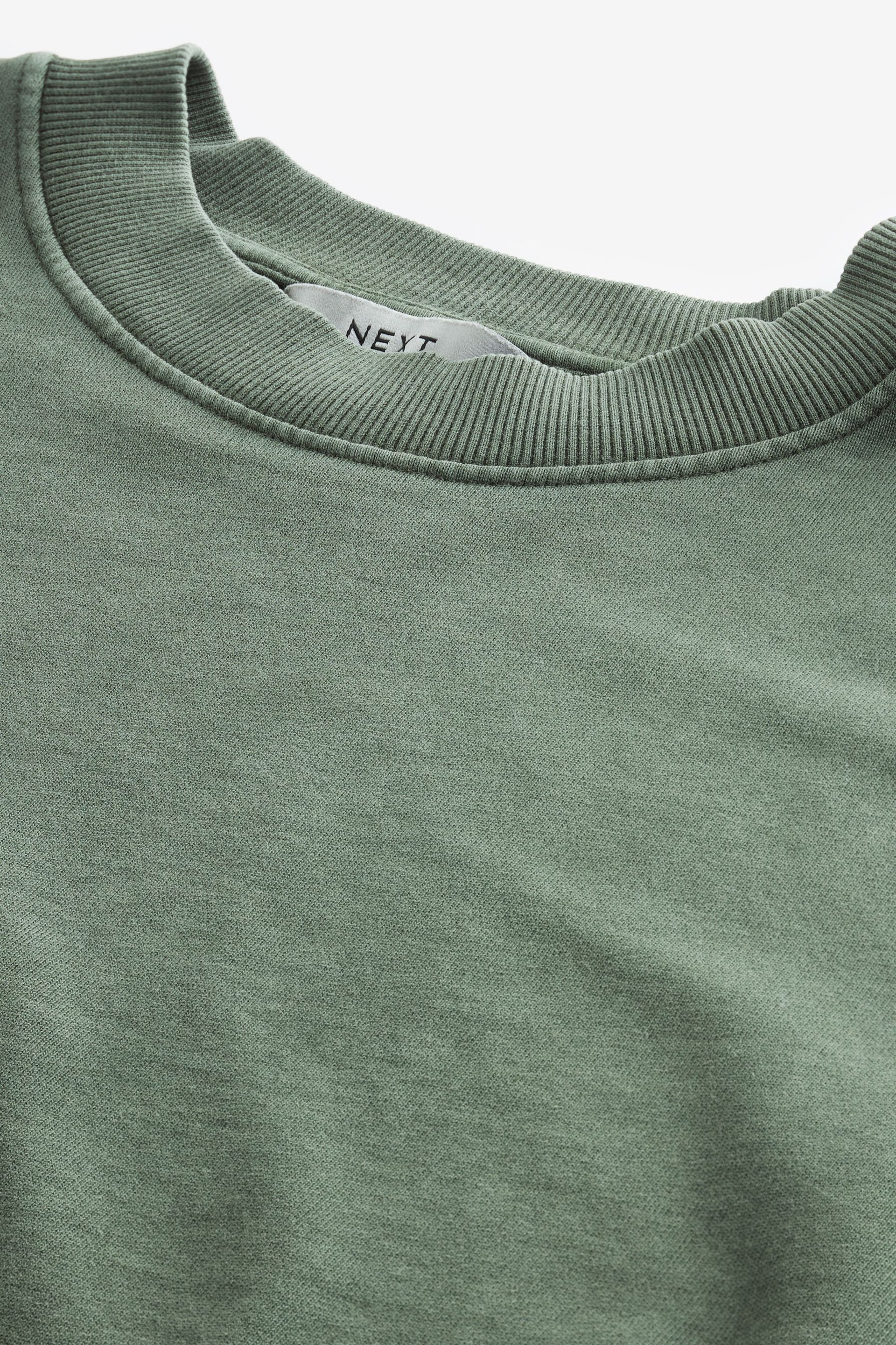 Khaki Green Oversized Garment Wash Sweatshirt - Image 7 of 8