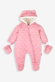 JoJo Maman Bébé Rose Girls' Quilted Pramsuit - Image 1 of 2