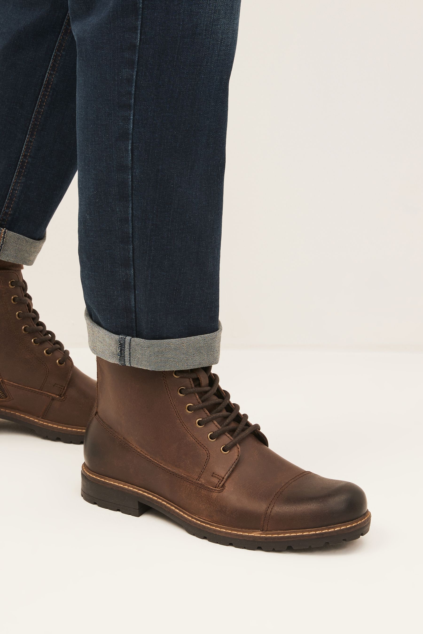 Brown toe cap boots hotsell