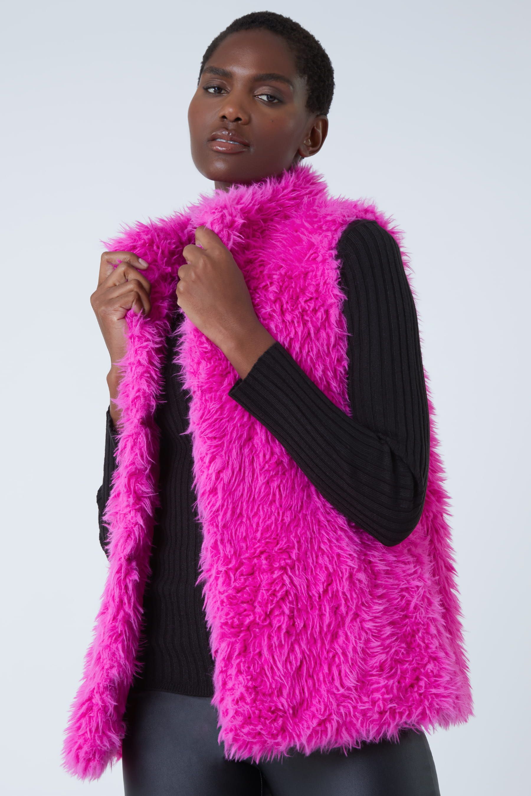 Buy Roman Pink Faux Fur Fluffy Gilet from the Next UK online shop