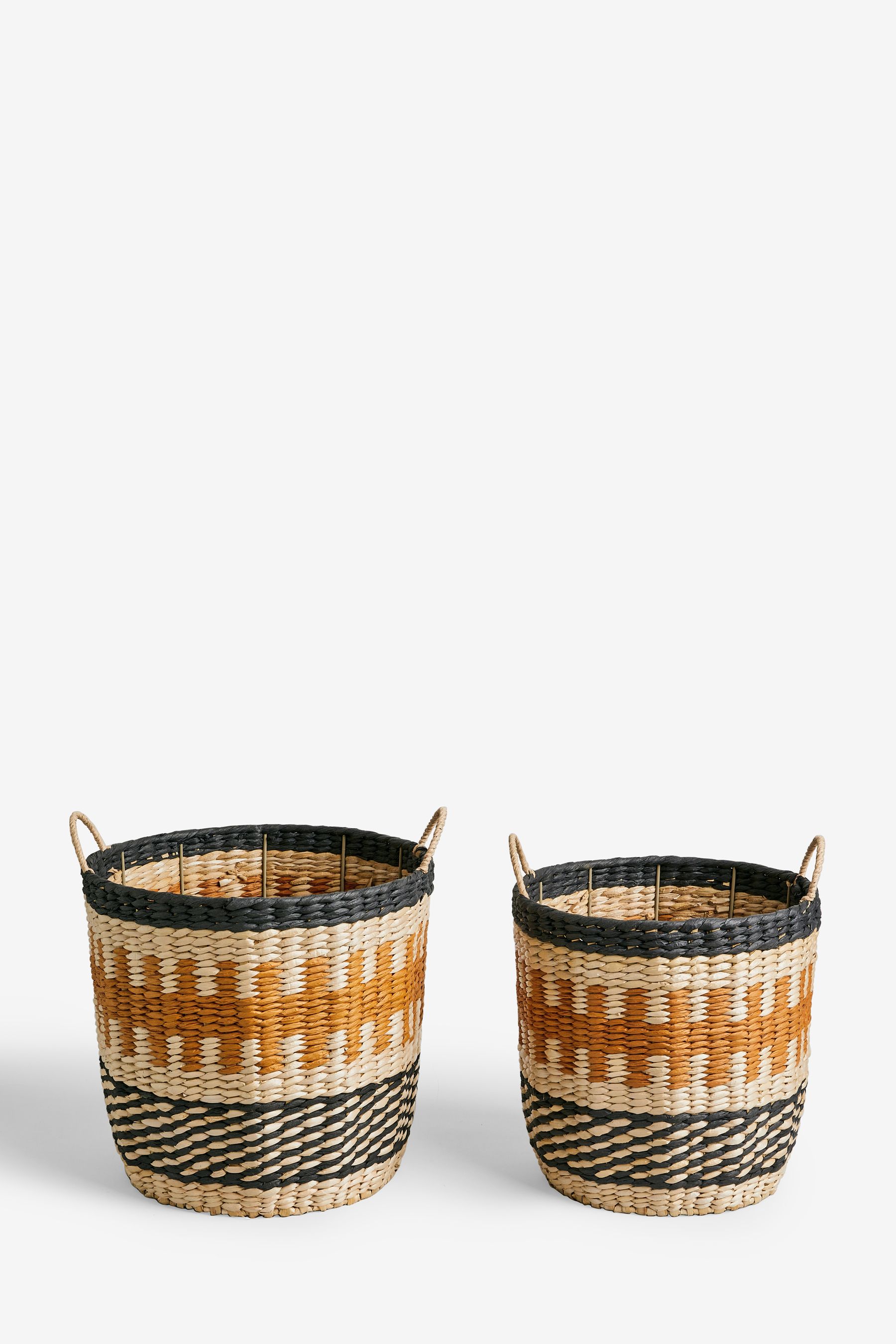 Black woven storage baskets on sale