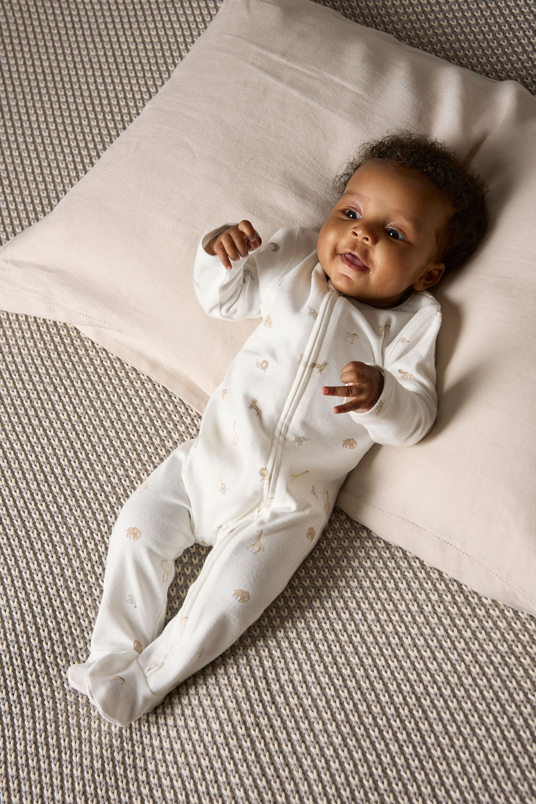 Buy Mamas Papas Cream Safari Embroidered 100 Cotton Romper from the Next UK online shop