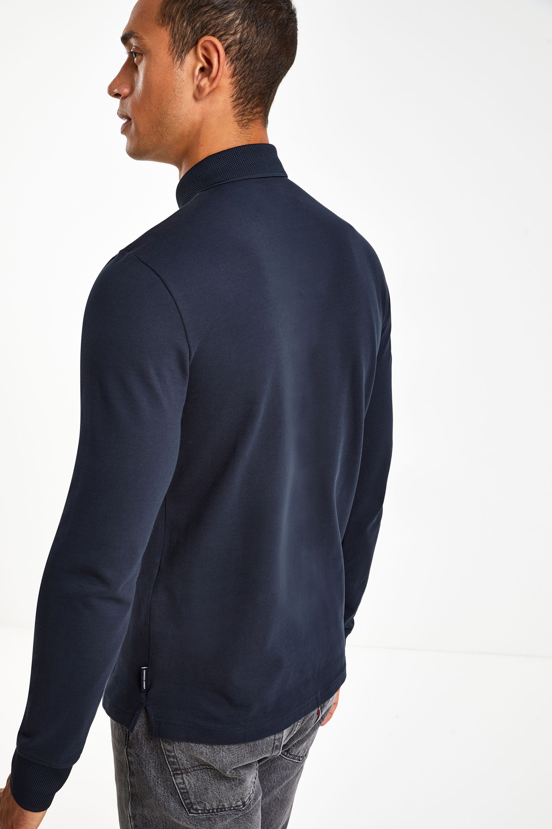 Armani jeans long sleeve logo polo shirt hot sale