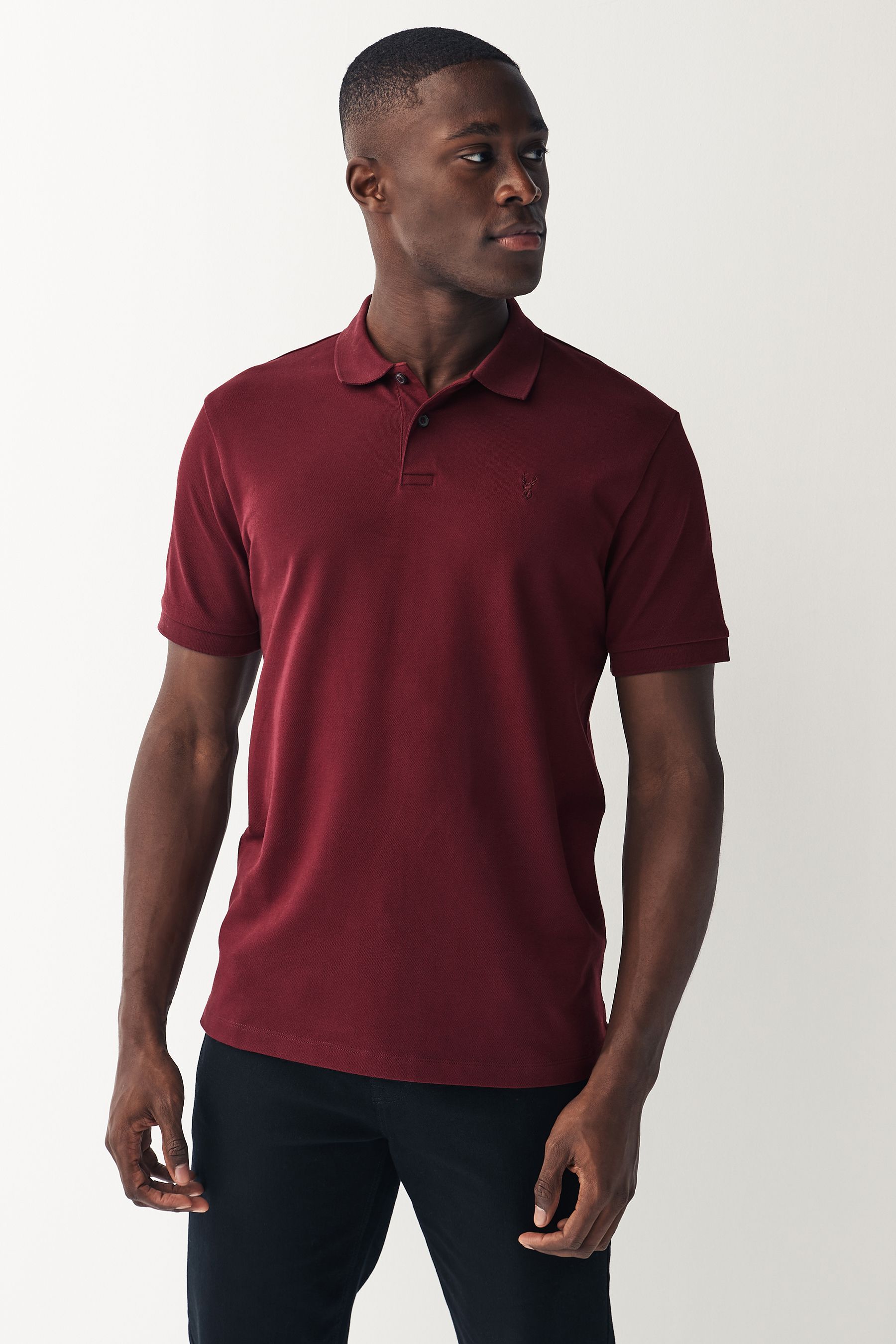 Buy Red Burgundy Slim Fit Short Sleeve Pique Polo Shirt from the Next UK online shop