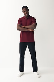 Red Burgundy Slim Fit Short Sleeve Pique Polo Shirt - Image 2 of 8