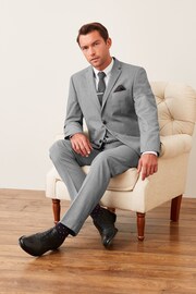Light Grey Tailored Wool Mix Textured Suit Jacket - Image 3 of 9