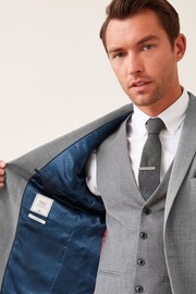 Light Grey Tailored Wool Mix Textured Suit Jacket - Image 6 of 9