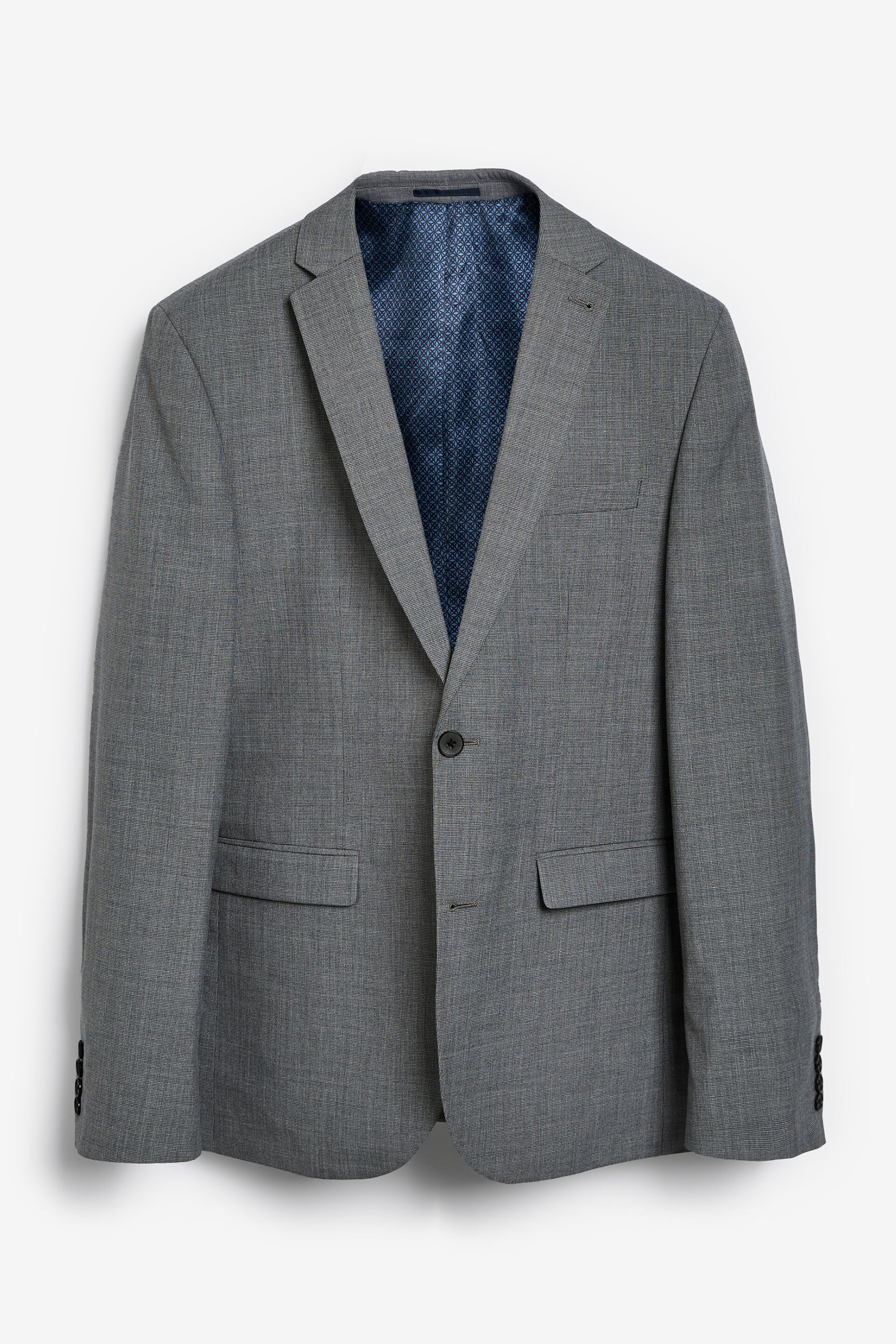 Light Grey Tailored Wool Mix Textured Suit Jacket - Image 7 of 9