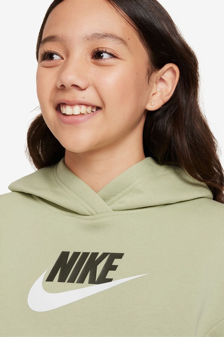 Nike Light Green Club Fleece Cropped Hoodie - Image 3 of 3