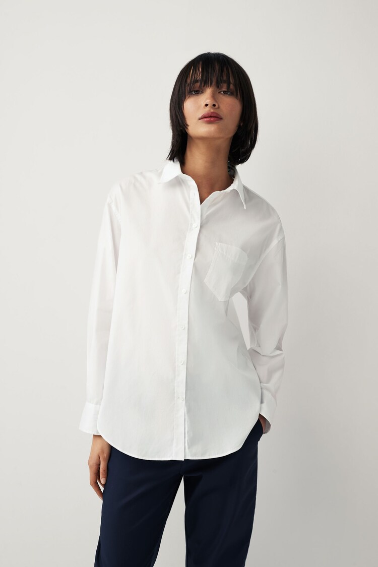 GANT White Relaxed Fit Poplin 100% Cotton Shirt - Image 1 of 6