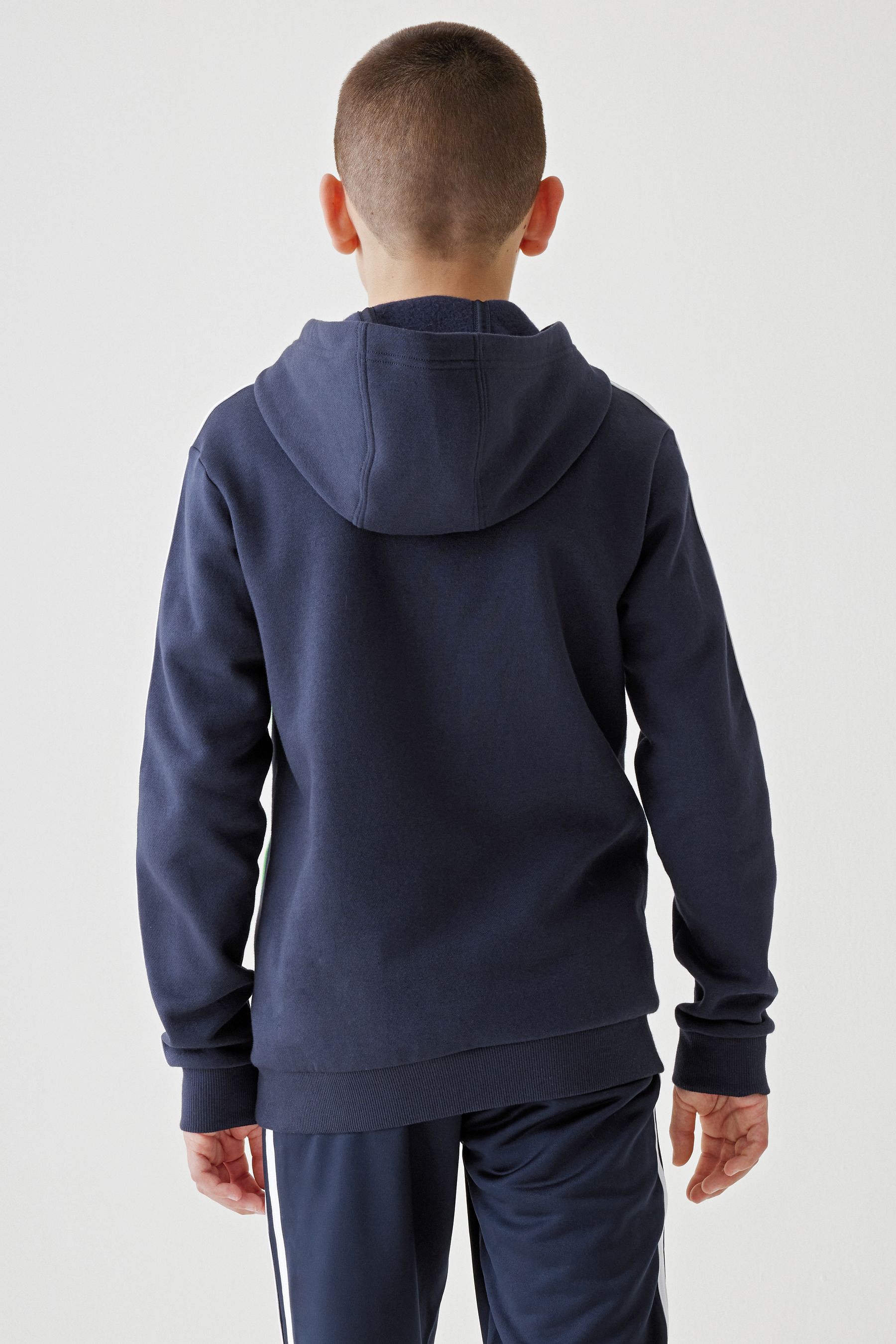 adidas Blue Kids Sportswear Tiberio 3 Stripes Colorblock Fleece Hoodie
