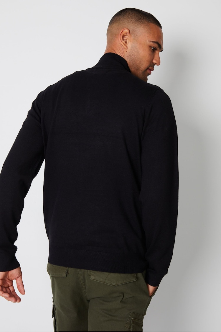 Threadbare Black Funnel Neck 1/4 Zip Knitted Jumper - Image 2 of 4