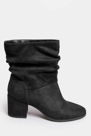 Yours Curve Black Wide Fit Slouch Ankle Micro Boots