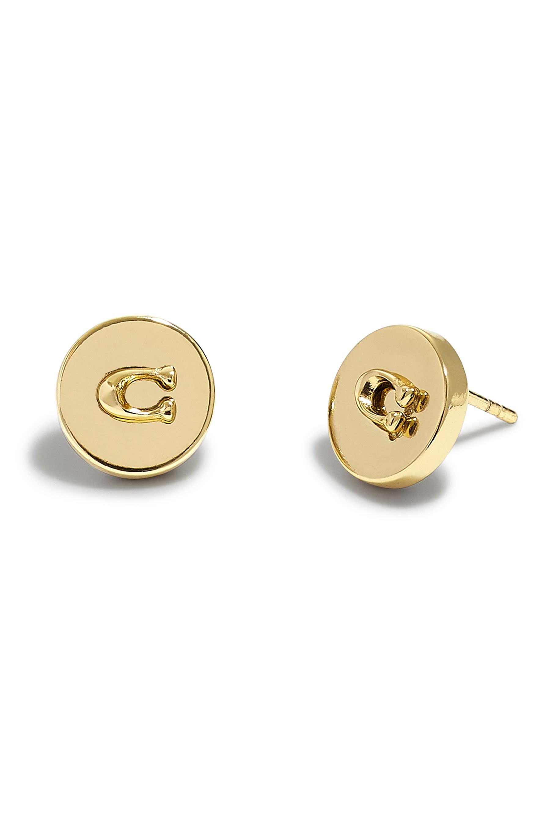 COACH Signature Coin Stud Earrings