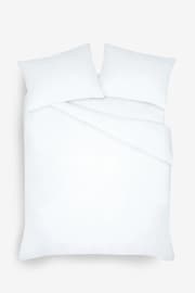 White 100% Cotton Supersoft Brushed Plain Duvet Cover And Pillowcase Set - Image 4 of 5