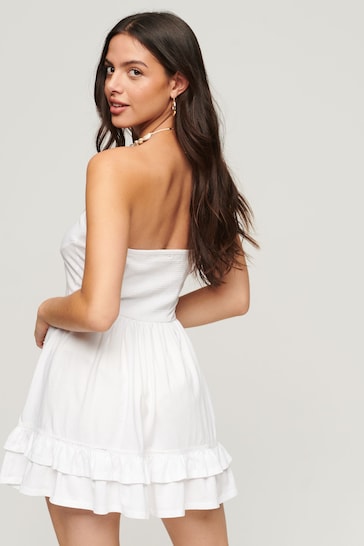 Superdry White 50s Lace Bandeau Mini Dress