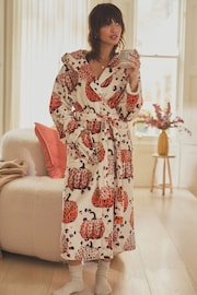 Ecru Cream Animal Pumpkin Dressing Gown - Image 1 of 7