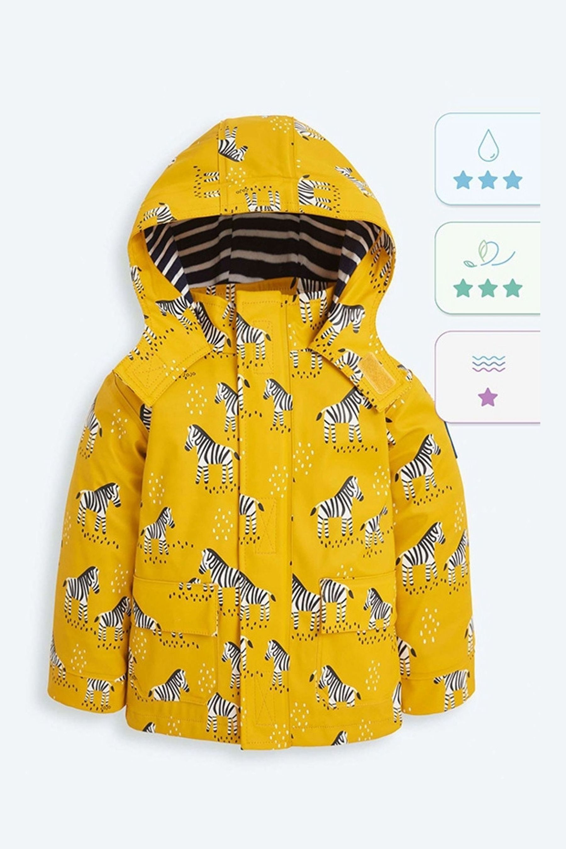 Buy JoJo Maman Bebe Mustard Kids Zebra Print Waterproof Jacket from the Next UK online shop