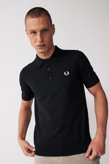 Fred Perry Merino Wool Blend Knitted Polo tied-waist Shirt