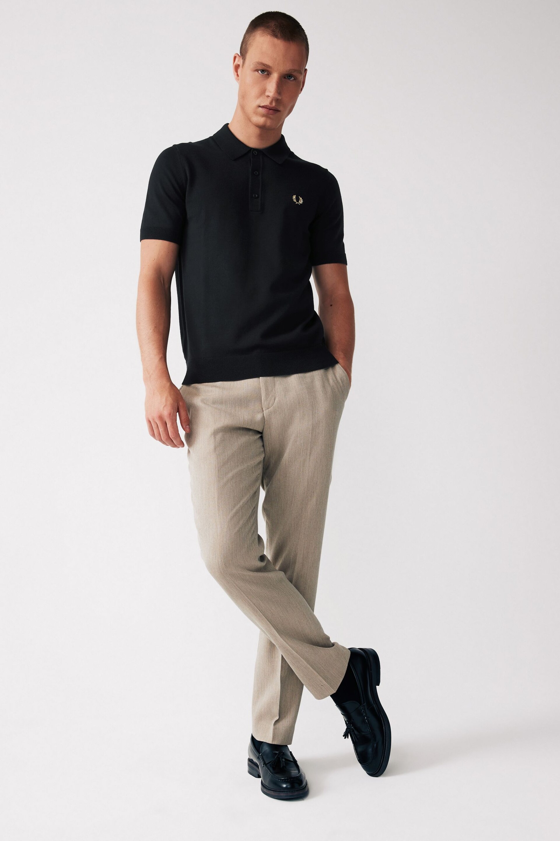 Fred Perry Merino Wool Blend Knitted Polo Shirt - Image 3 of 5