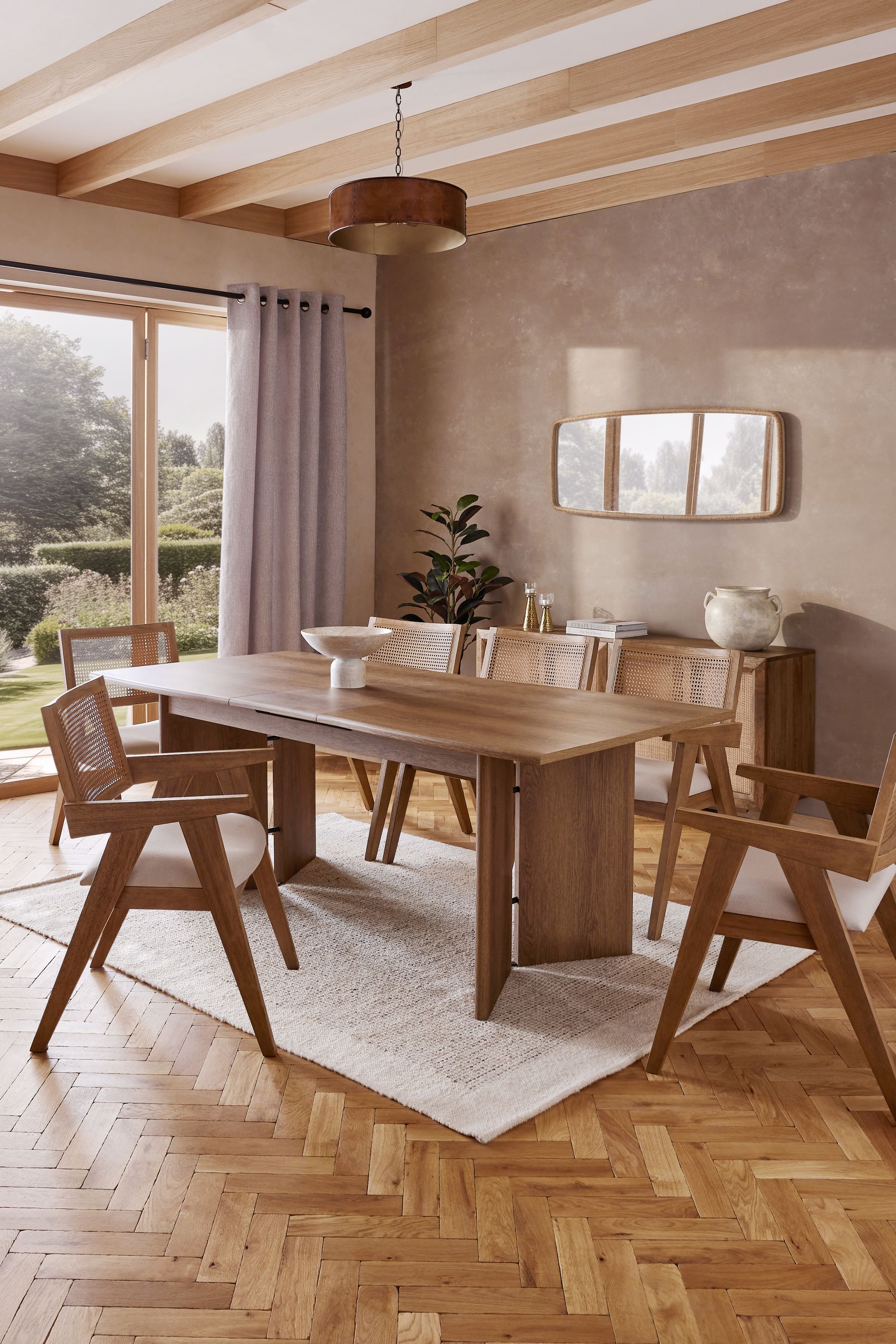 Buy Dark Natural Oak Effect Taytum 6 to 8 Seater Extendable Dining Table from the Next UK online shop