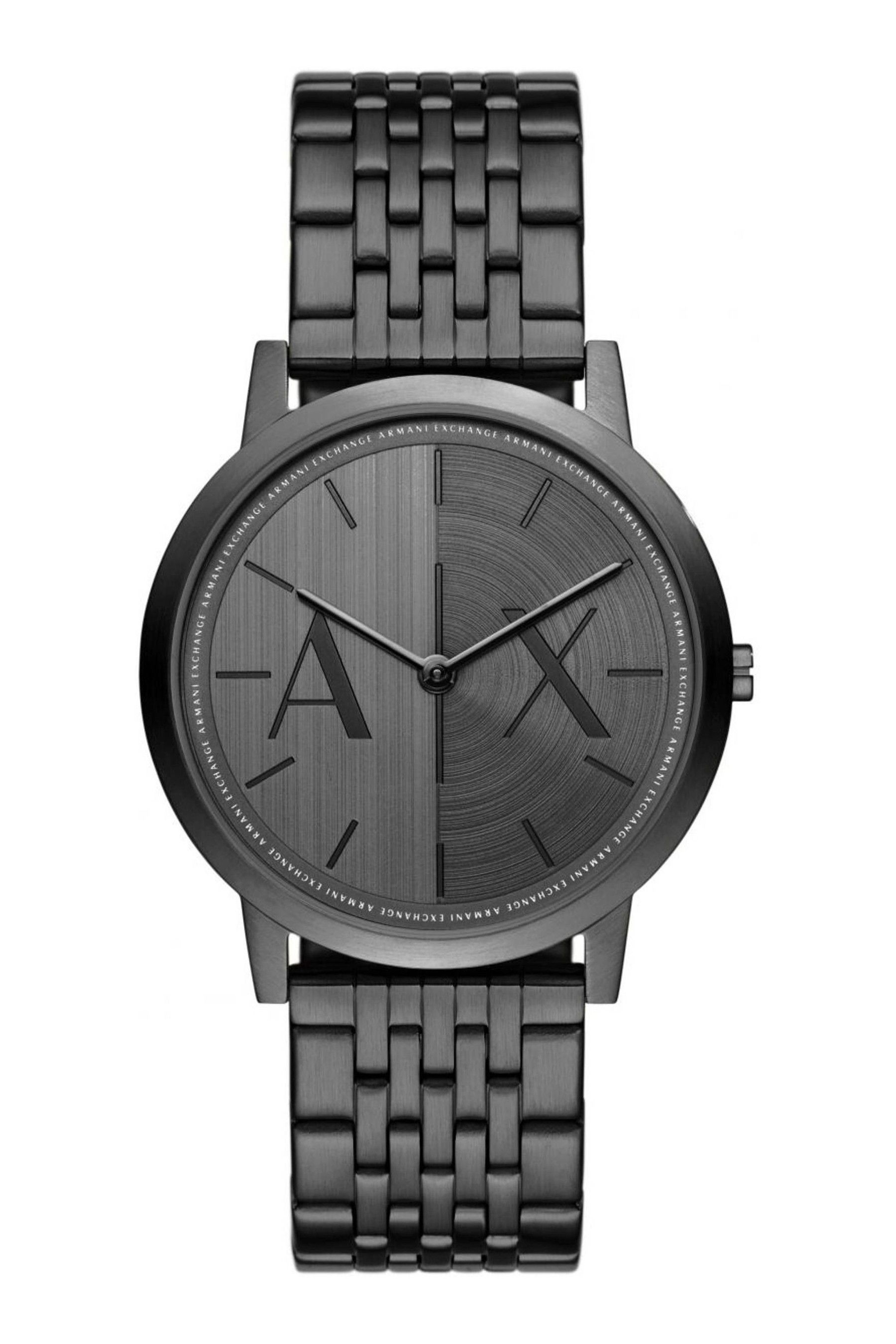 Armani exchange gents smart store black steel bracelet watch