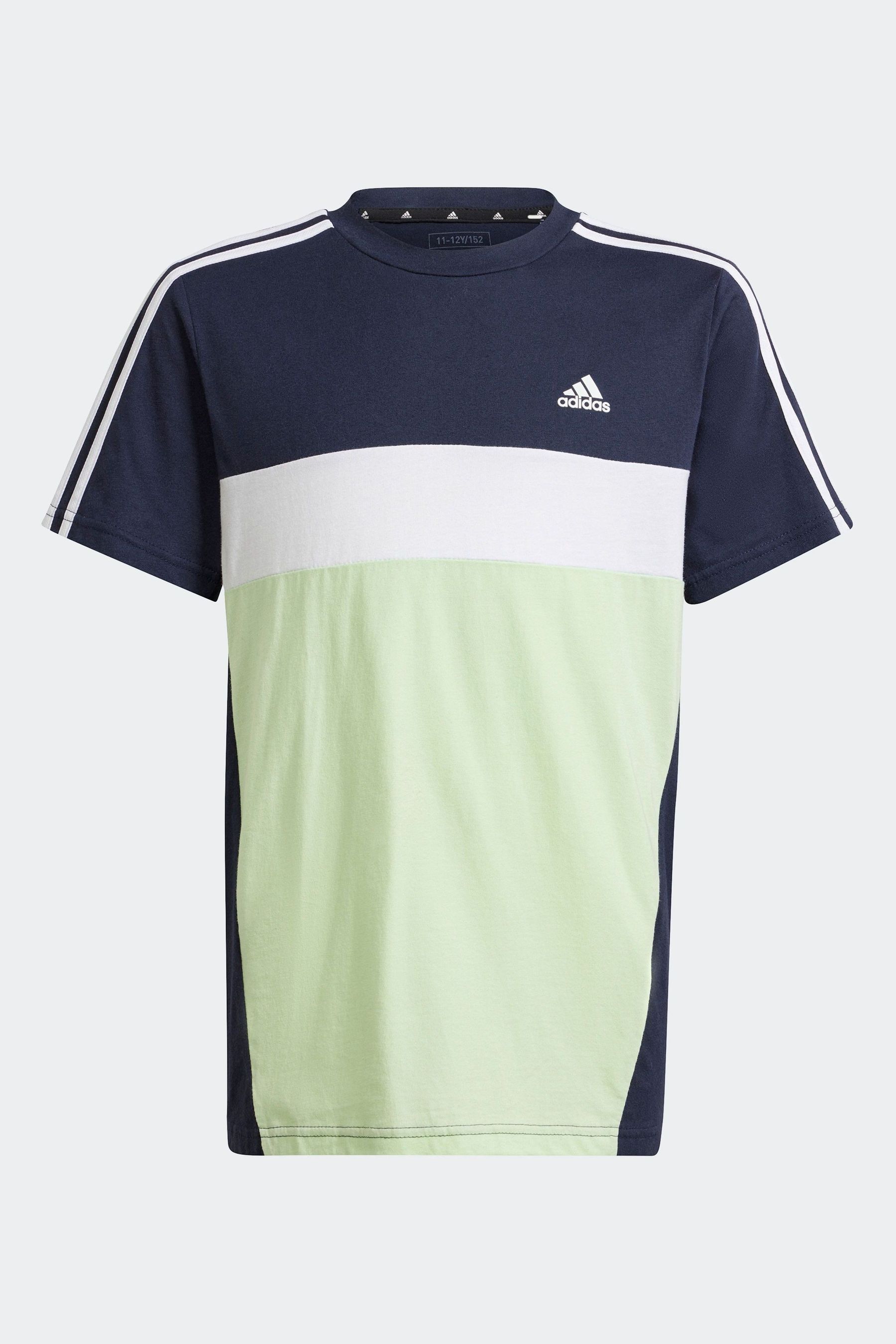 Buy adidas Navy Green Kids Sportswear Tiberio 3 Stripes Colourblock 100 Cotton T Shirt from Next Luxembourg