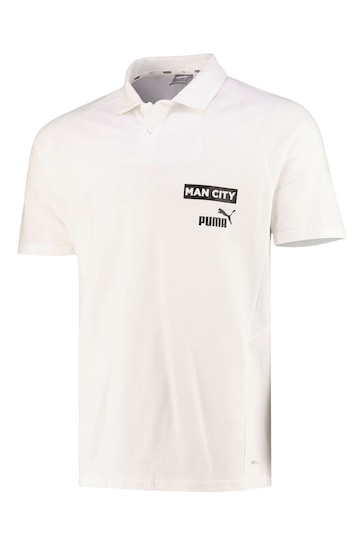 Puma White Manchester City Casuals Polo Shirt