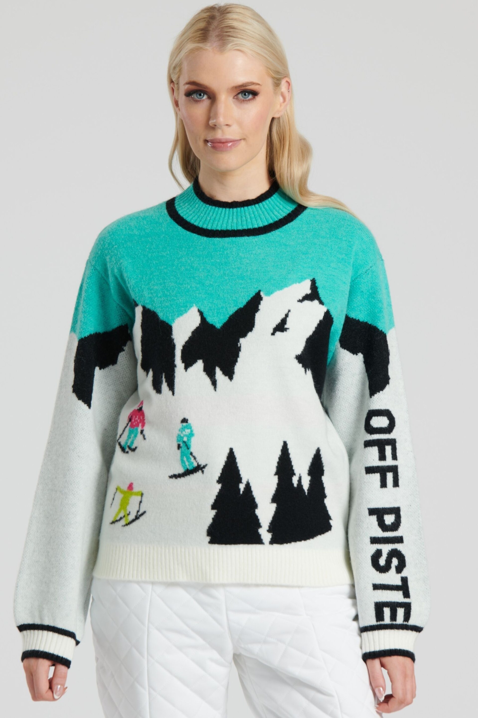 South Beach Blue Funnel Neck Knit Jumper - Image 1 of 5