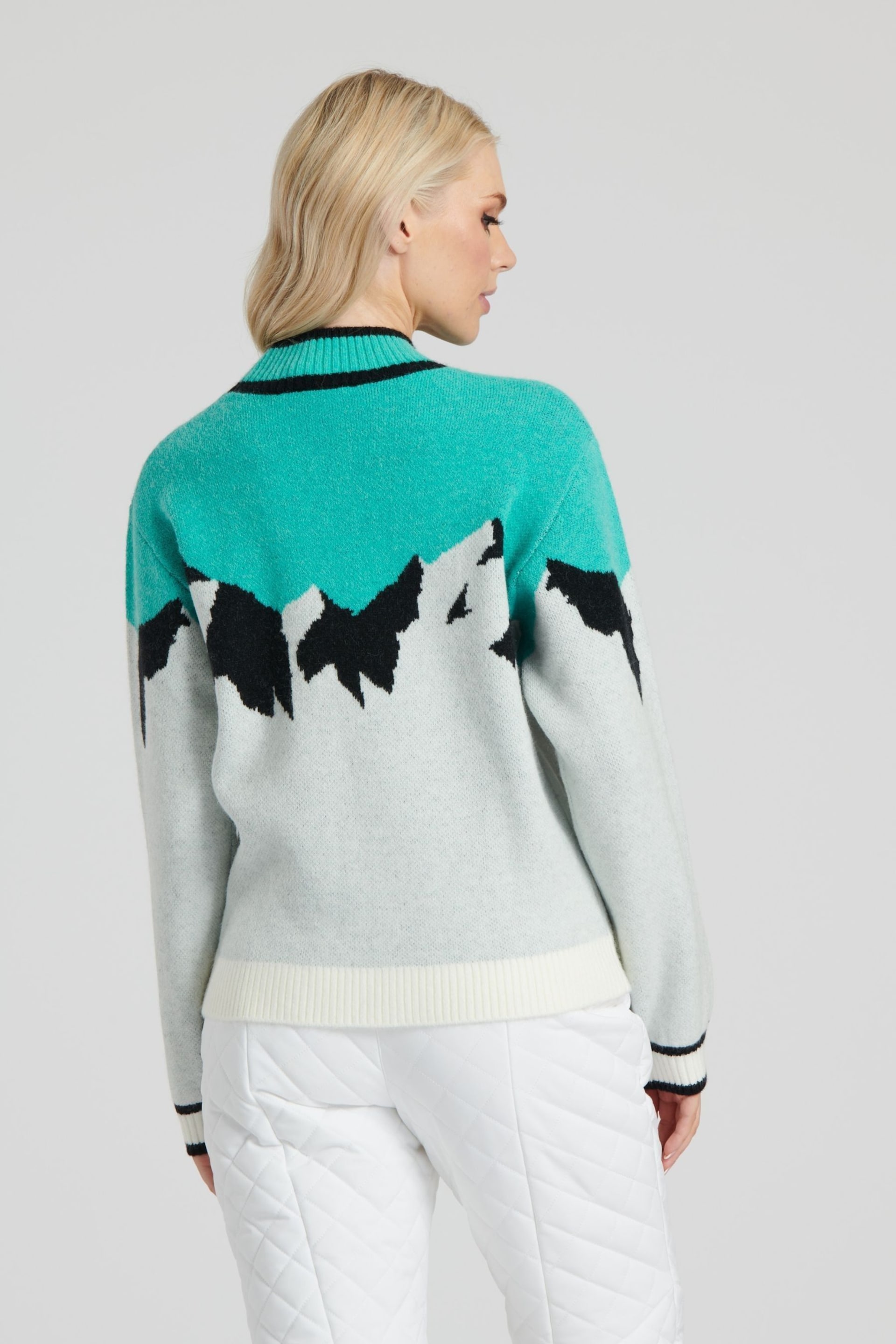 South Beach Blue Funnel Neck Knit Jumper - Image 2 of 5