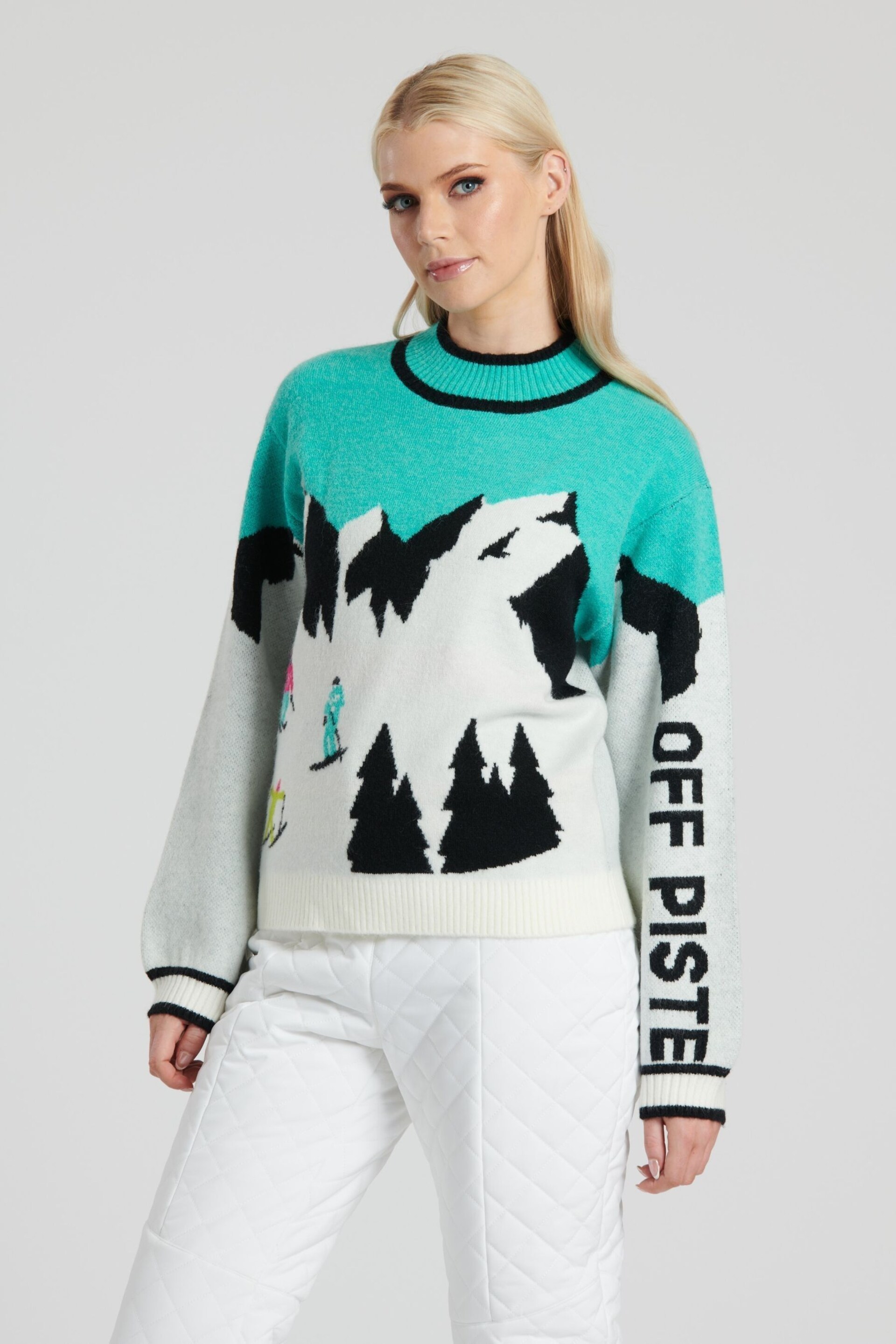 South Beach Blue Funnel Neck Knit Jumper - Image 4 of 5