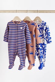 Cobalt Blue Dino Baby Sleepsuits 3 Pack (0mths-3yrs) - Image 1 of 9