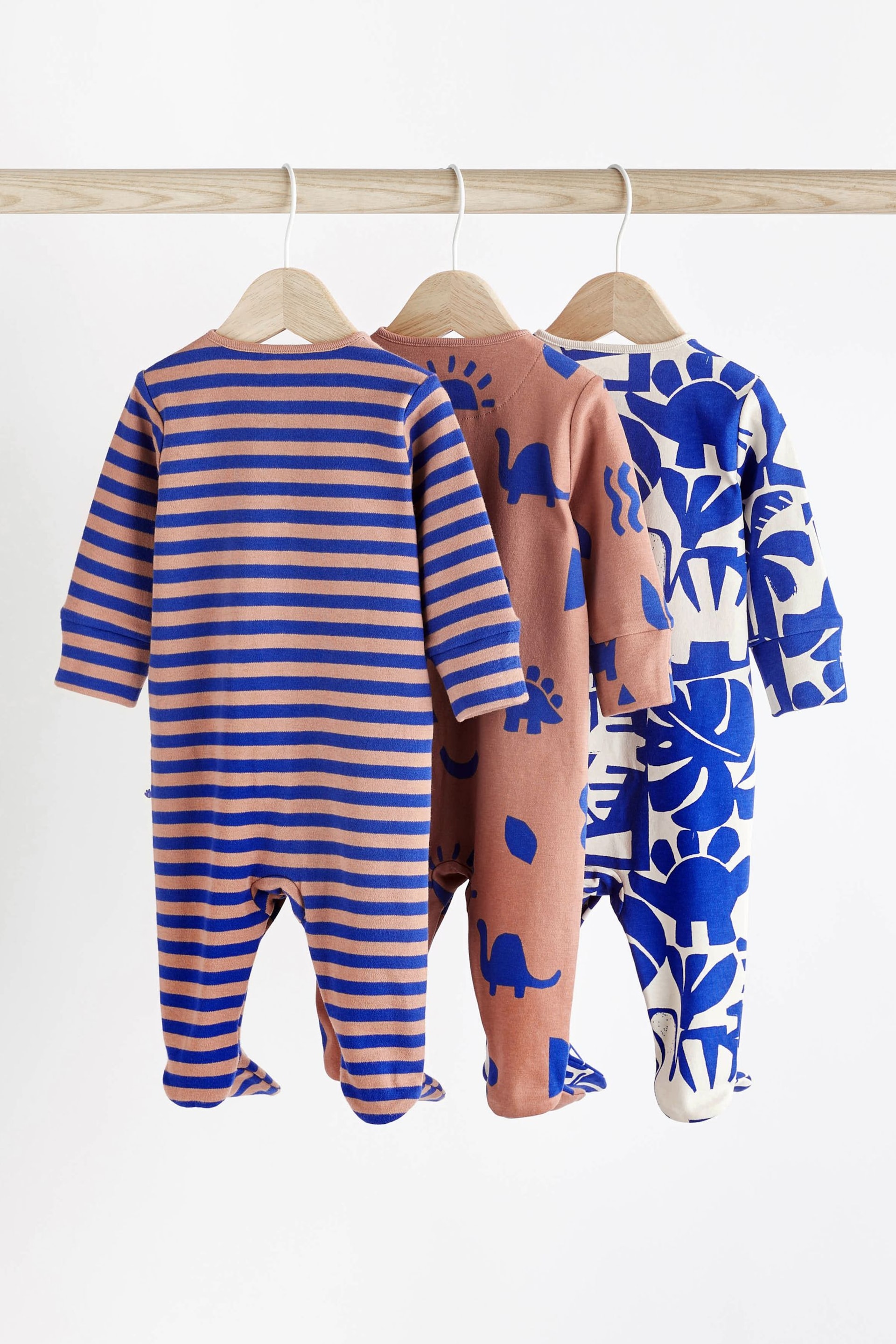 Cobalt Blue Dino Baby Sleepsuits 3 Pack (0mths-3yrs) - Image 2 of 9