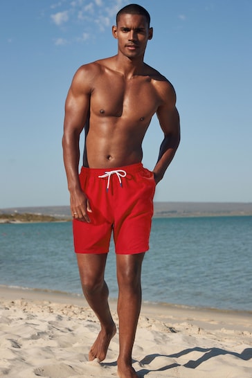 Bright Red Plain Essential Swim Shorts