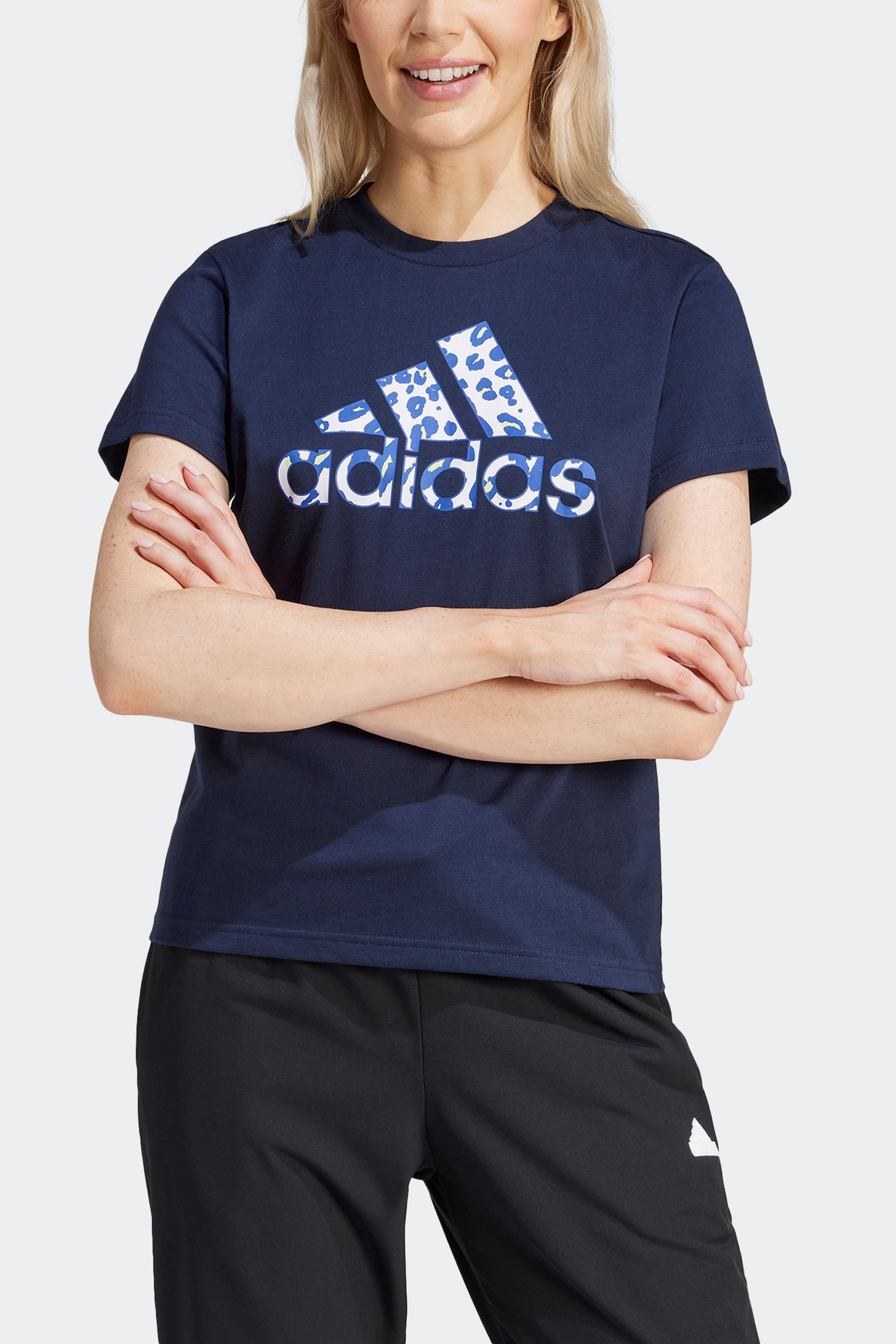 Buy adidas Blue Sportswear Animal Print Graphic T Shirt from the