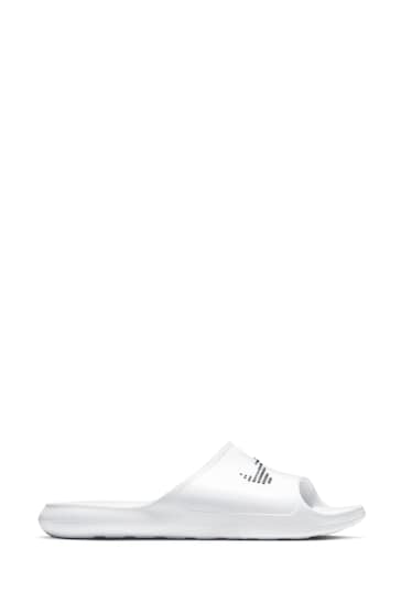 Nike White/Black Victori One Sliders