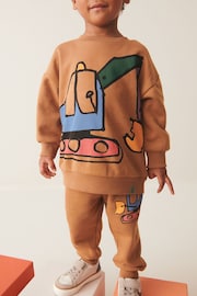 Tan Brown Digger Character Sweatshirt and Jogger Set (3mths-7yrs) - Image 2 of 7