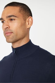 Threadbare Navy Funnel Neck 1/4 Zip Knitted Jumper - Image 4 of 4