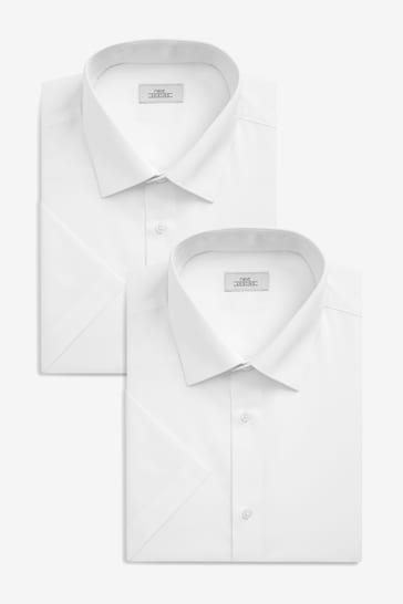 White Regular Fit Short Sleeve Shirts 2 Pack