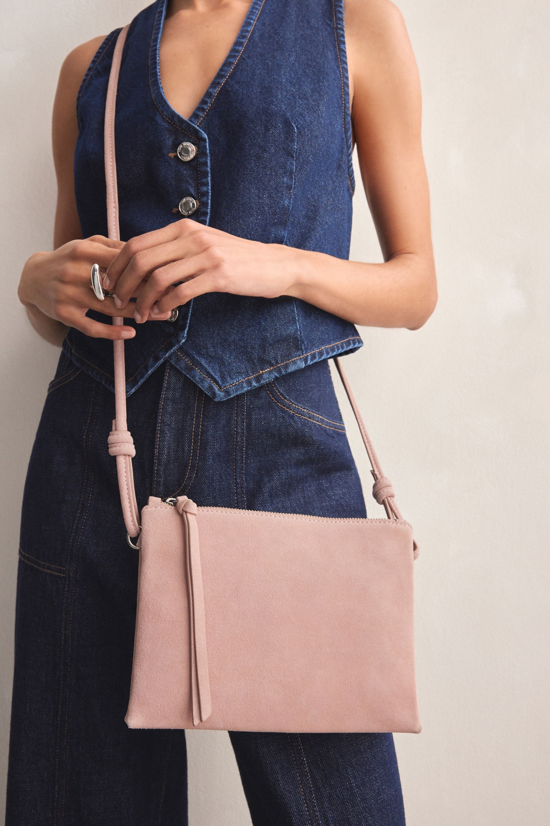 Pink Leather Cross-Body Bag - Image 3 of 6