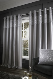 Catherine Lansfield Grey Glitzy Sequin Eyelet Lined Curtains - Image 1 of 4